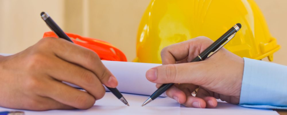 Closeup hand writing work engineering design